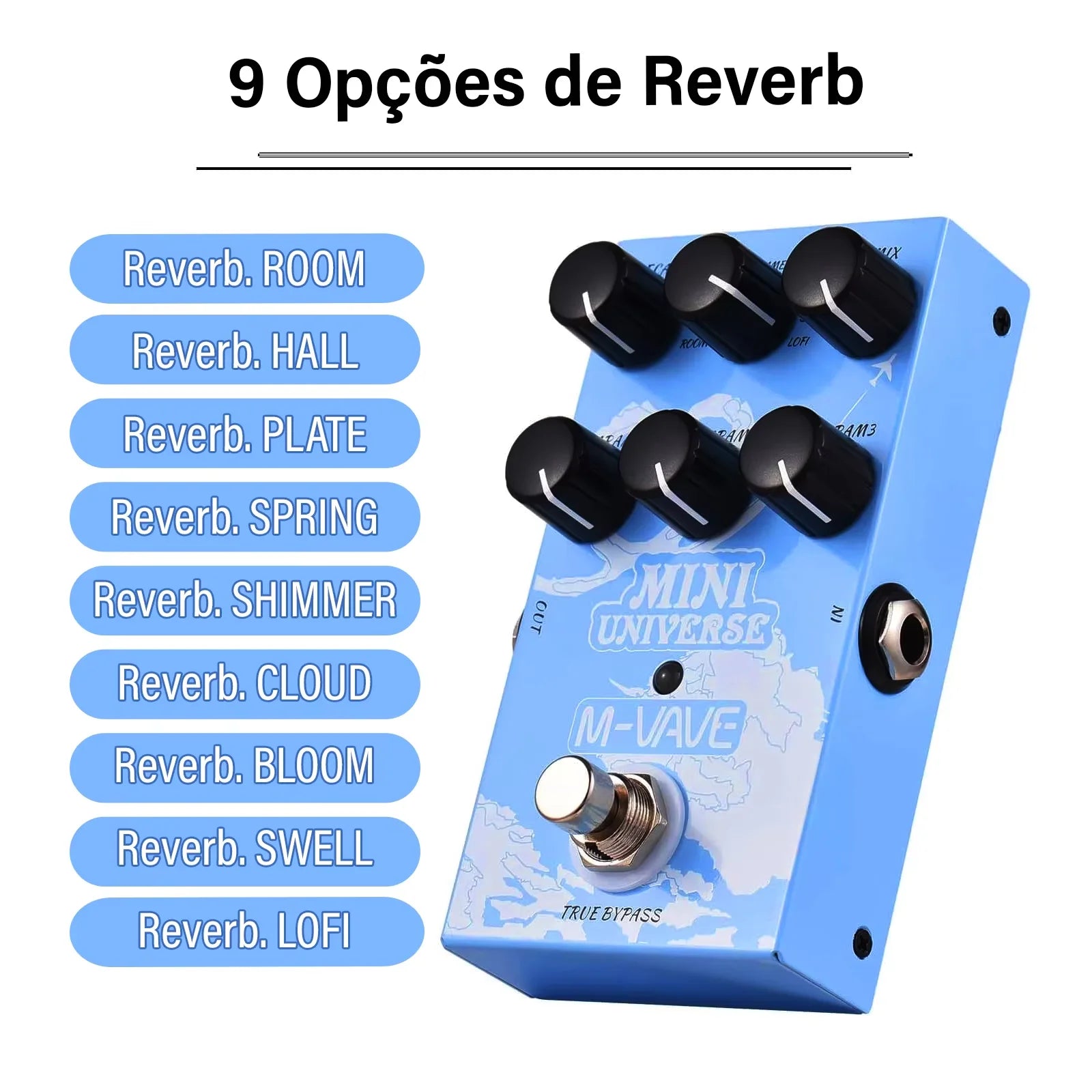 Pedal Reverb Mini Universe M-VAVE - 9 EFEITOS FX